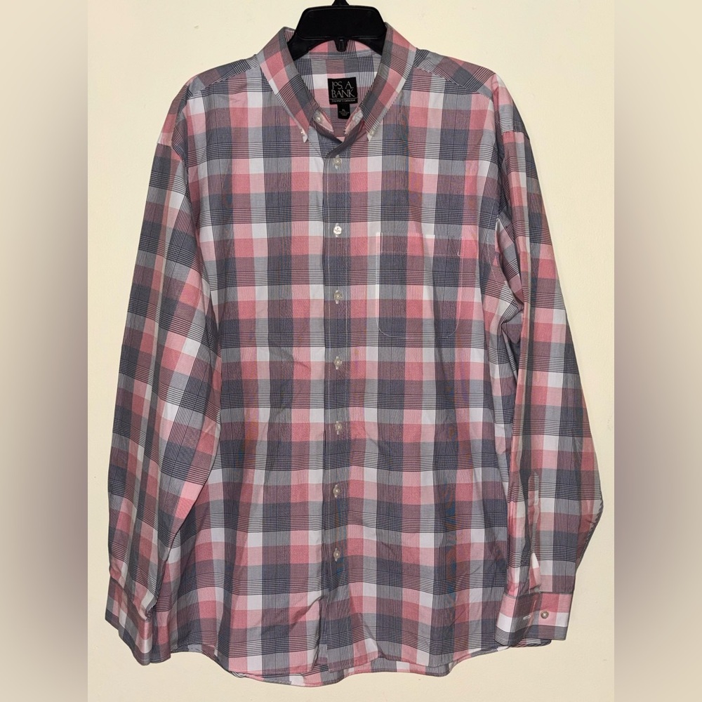 Jos. A. Bank Pink and Black Checkered Shirt